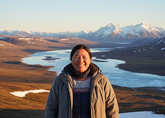 Woman standing in a northern landscape