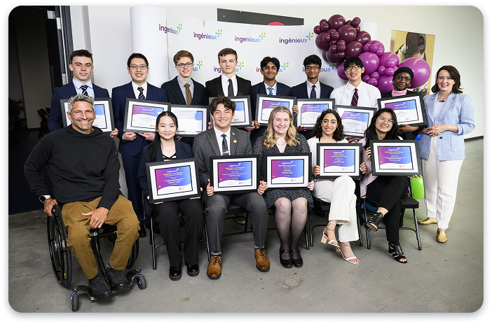 Young innovators receiving Ingenious+ awards